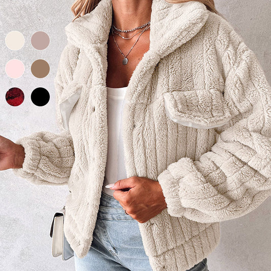 Women's Striped Fluffy Jacket pentagow