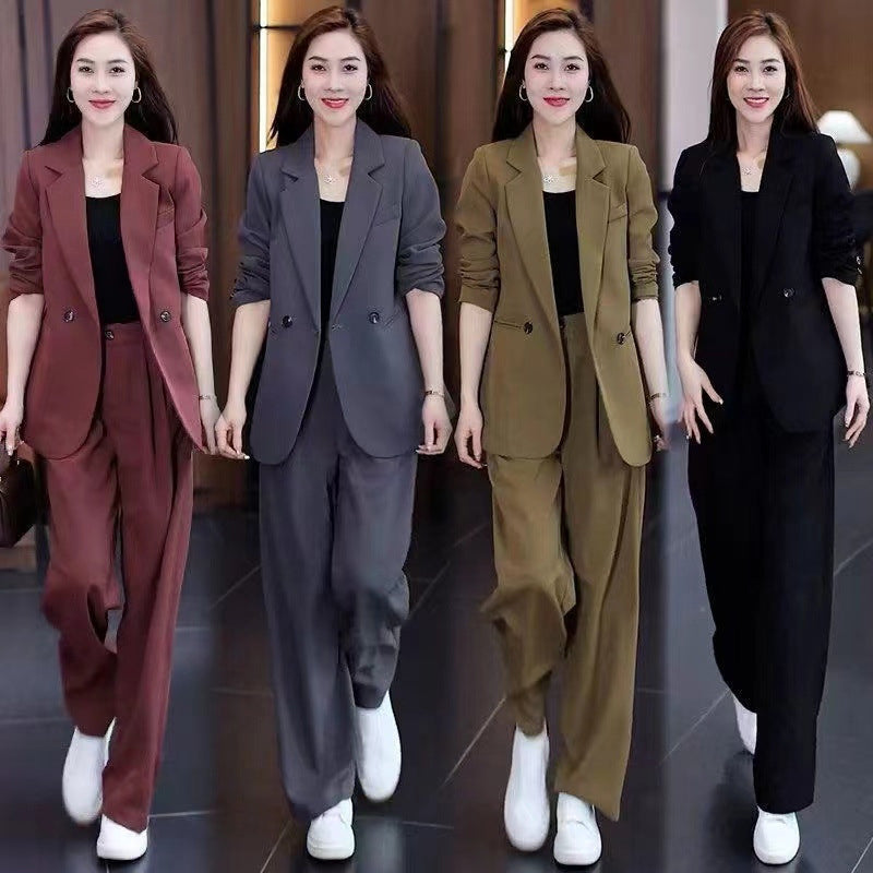 Women's Trendy Solid Color Two-Piece Outfits Blazer & Pants pentagow