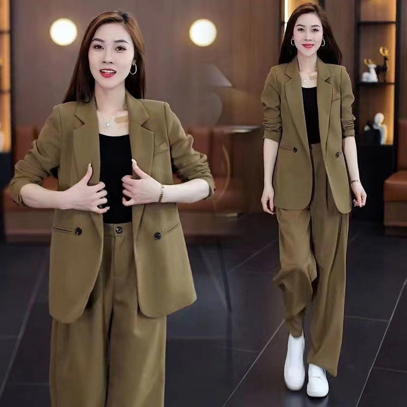 Women's Trendy Solid Color Two-Piece Outfits Blazer & Pants pentagow