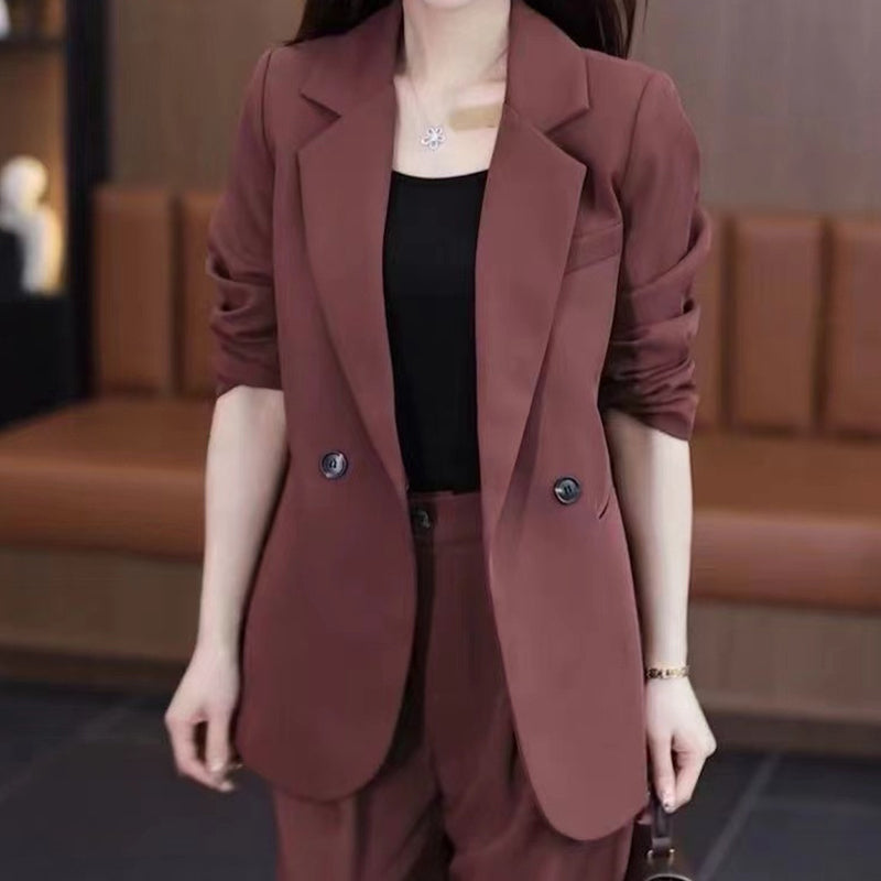 Women's Trendy Solid Color Two-Piece Outfits Blazer & Pants pentagow