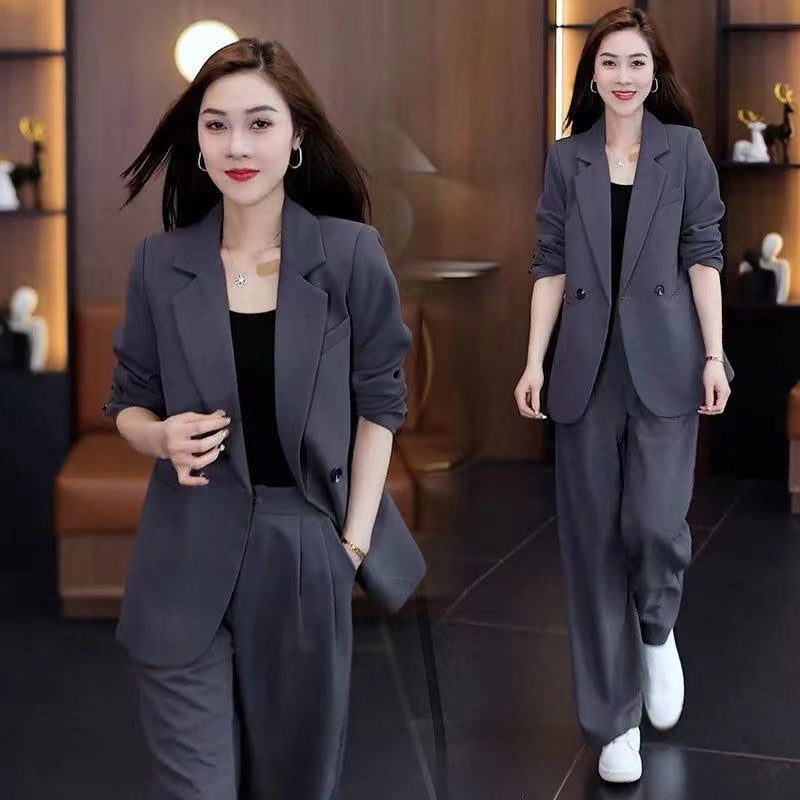 Women's Trendy Solid Color Two-Piece Outfits Blazer & Pants pentagow