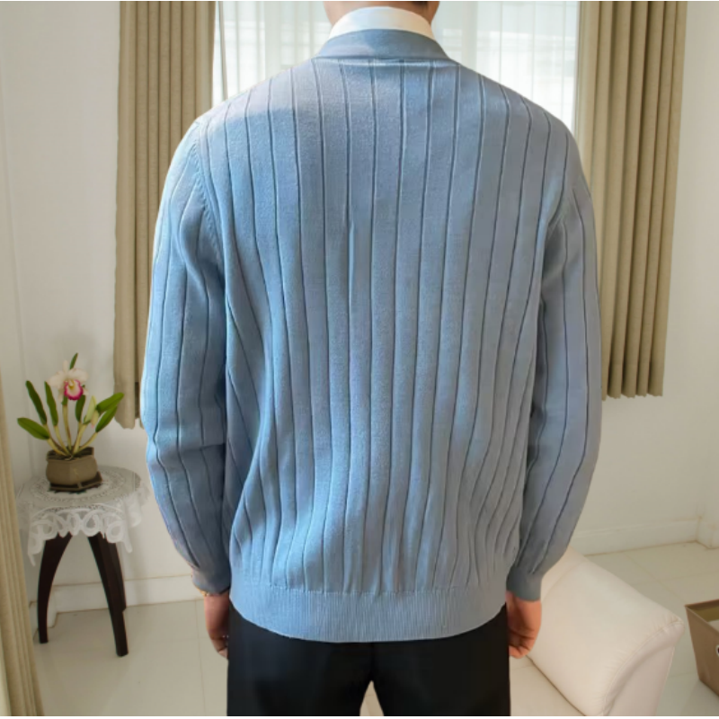 Men's V-Neck Open Front Sweater in Solid Colors pentagow