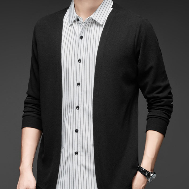 Men's Fake Two-Piece Striped Long-Sleeved Sweater pentagow