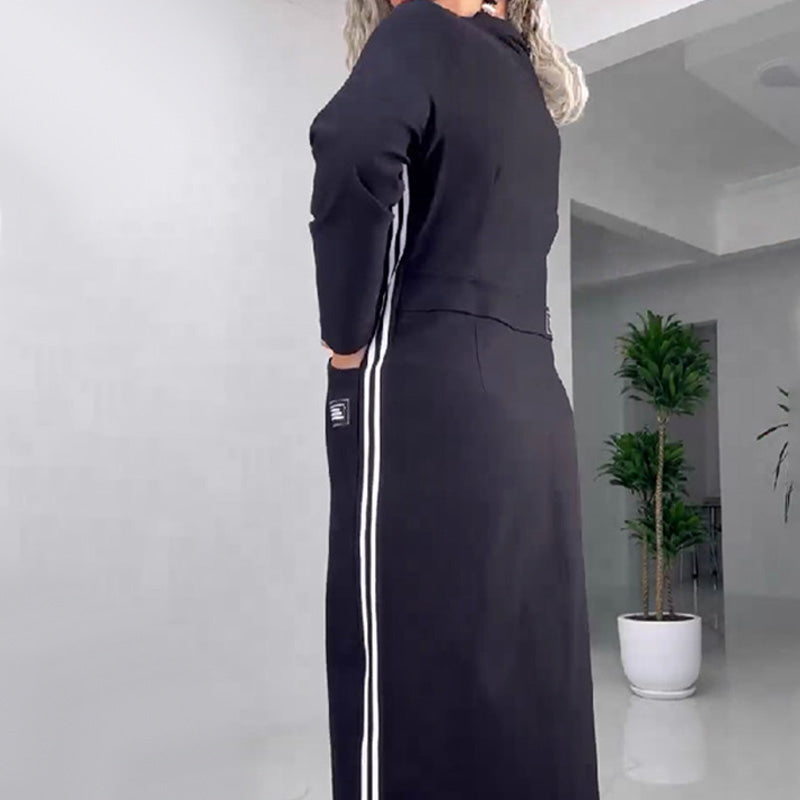 Women's Long Sleeve Button-Down Slit Dress pentagow