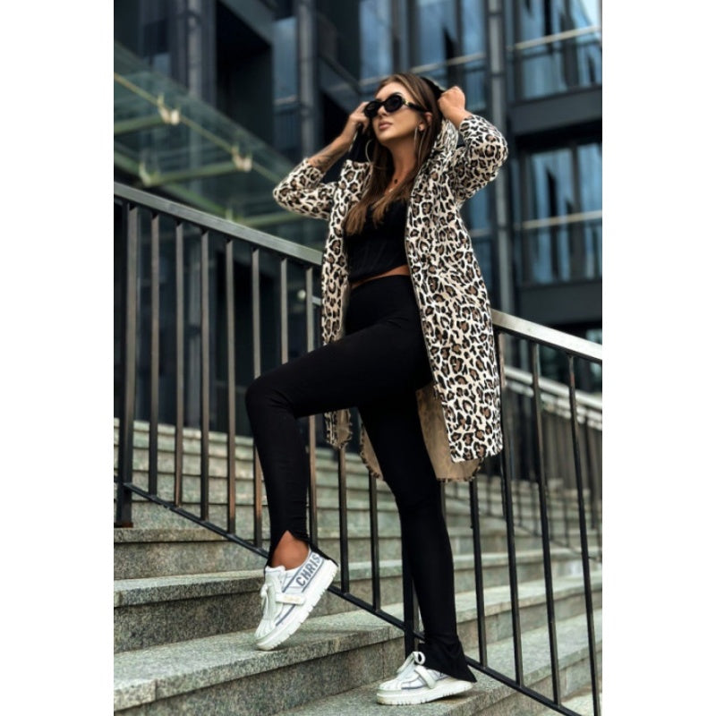 Women's Trendy Zebra & Leopard Pattern Coat pentagow