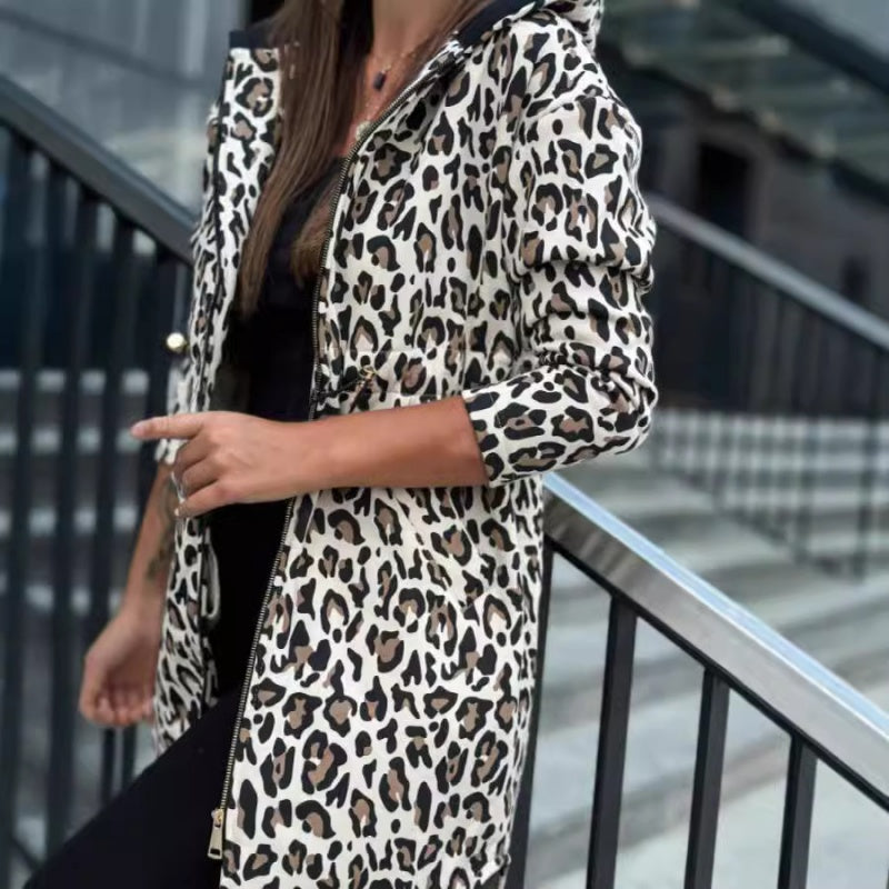 Women's Trendy Zebra & Leopard Pattern Coat pentagow