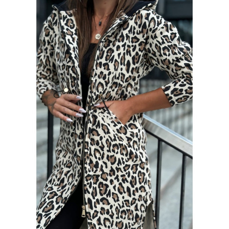 Women's Trendy Zebra & Leopard Pattern Coat pentagow