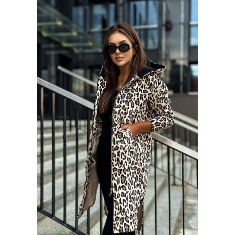 Women's Trendy Zebra & Leopard Pattern Coat pentagow