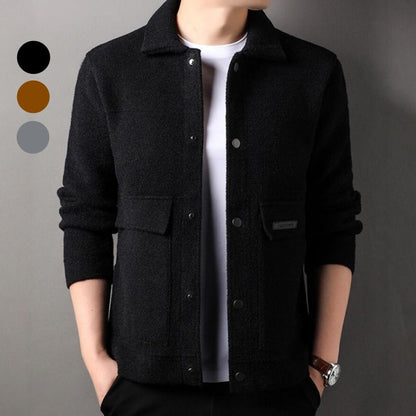 Winter Men's Trendy Solid Color Lapel Short Coat pentagow