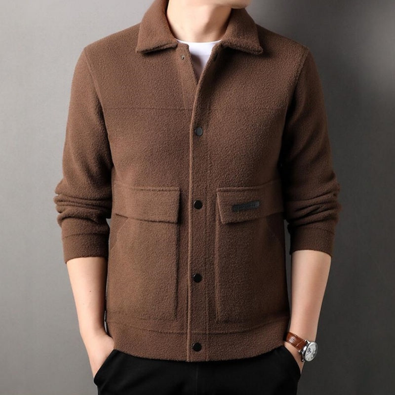 Winter Men's Trendy Solid Color Lapel Short Coat pentagow