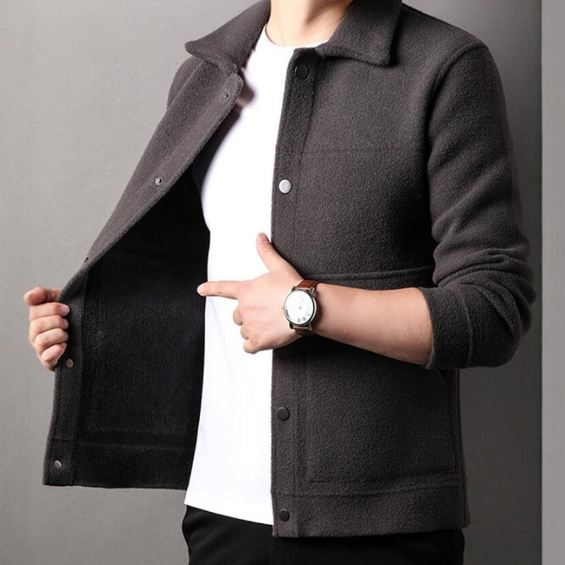 Winter Men's Trendy Solid Color Lapel Short Coat pentagow