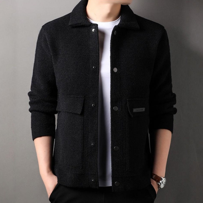 Winter Men's Trendy Solid Color Lapel Short Coat pentagow