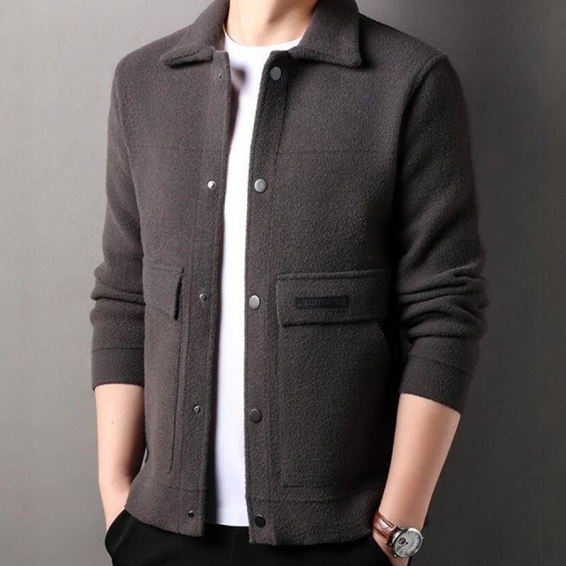 Winter Men's Trendy Solid Color Lapel Short Coat pentagow