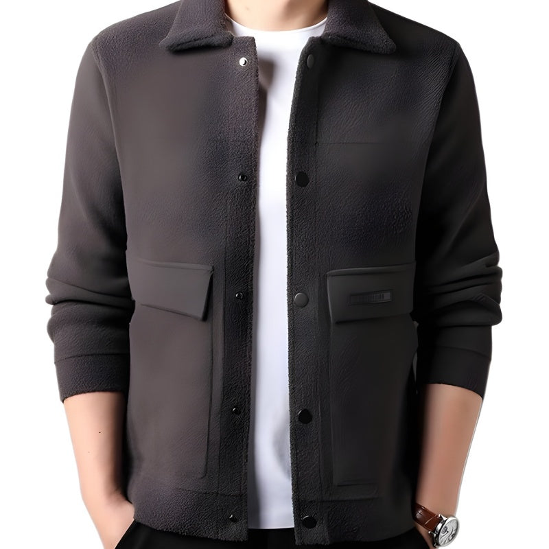 Winter Men's Trendy Solid Color Lapel Short Coat pentagow