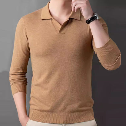 Men's Soft Pullover Sweater with Lapel Collar pentagow