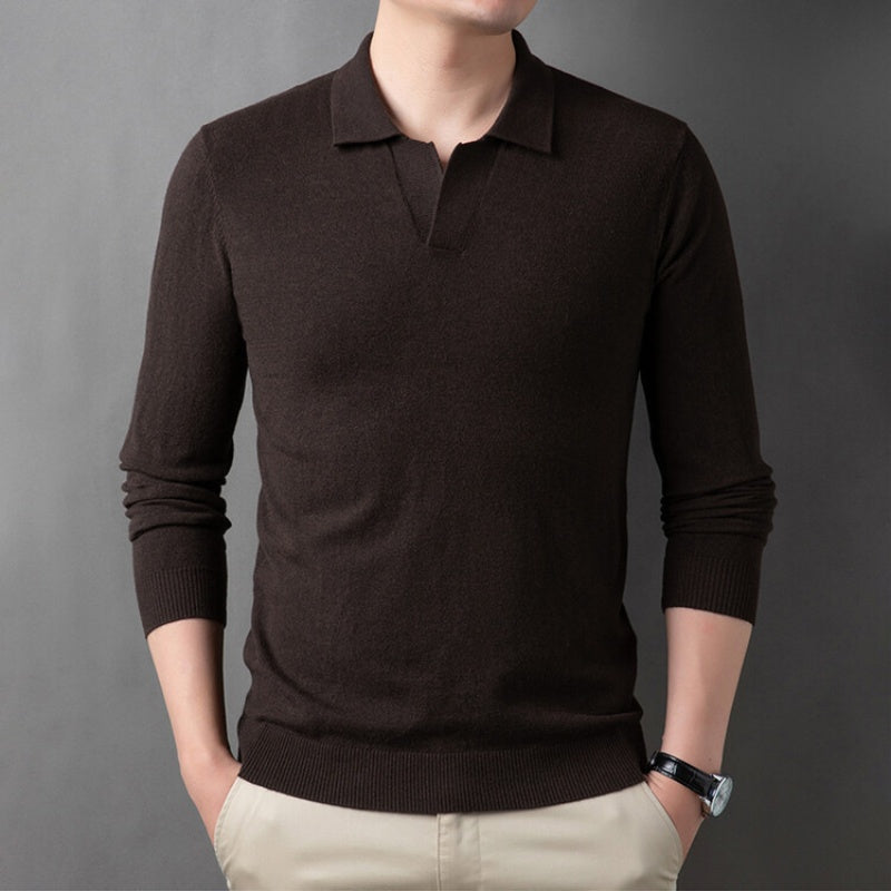 Men's Soft Pullover Sweater with Lapel Collar pentagow