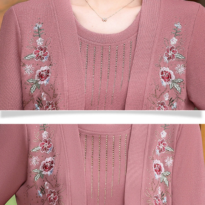 Women's Chic Embroidered Long-Sleeve Knit Top pentagow