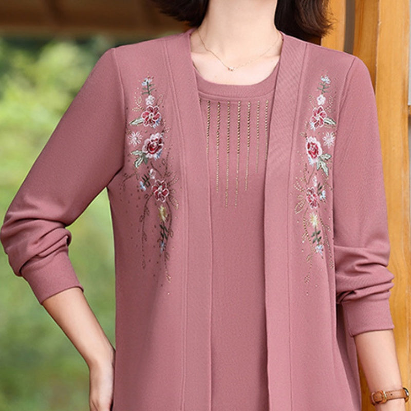 Women's Chic Embroidered Long-Sleeve Knit Top pentagow