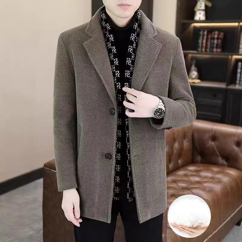 Men's Mid-Length Wool Coat | Thick Down, Elegant Design 🧥❄️ pentagow