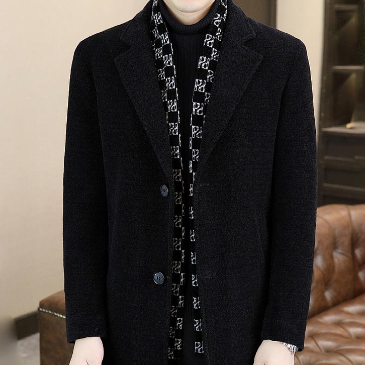 Men's Mid-Length Wool Coat | Thick Down, Elegant Design 🧥❄️ pentagow