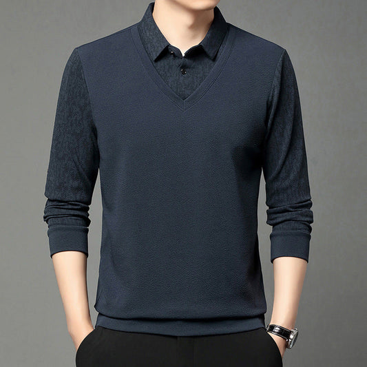 Men's Faux 2-Piece Long Sleeve Shirt pentagow