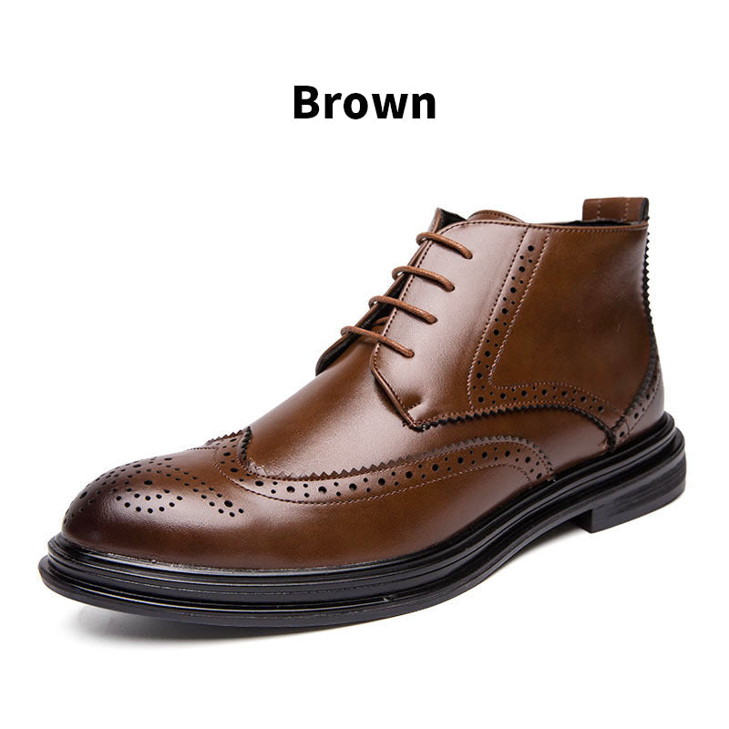 Men's Lace-Up Carved Wingtip Brogue Boots pentagow