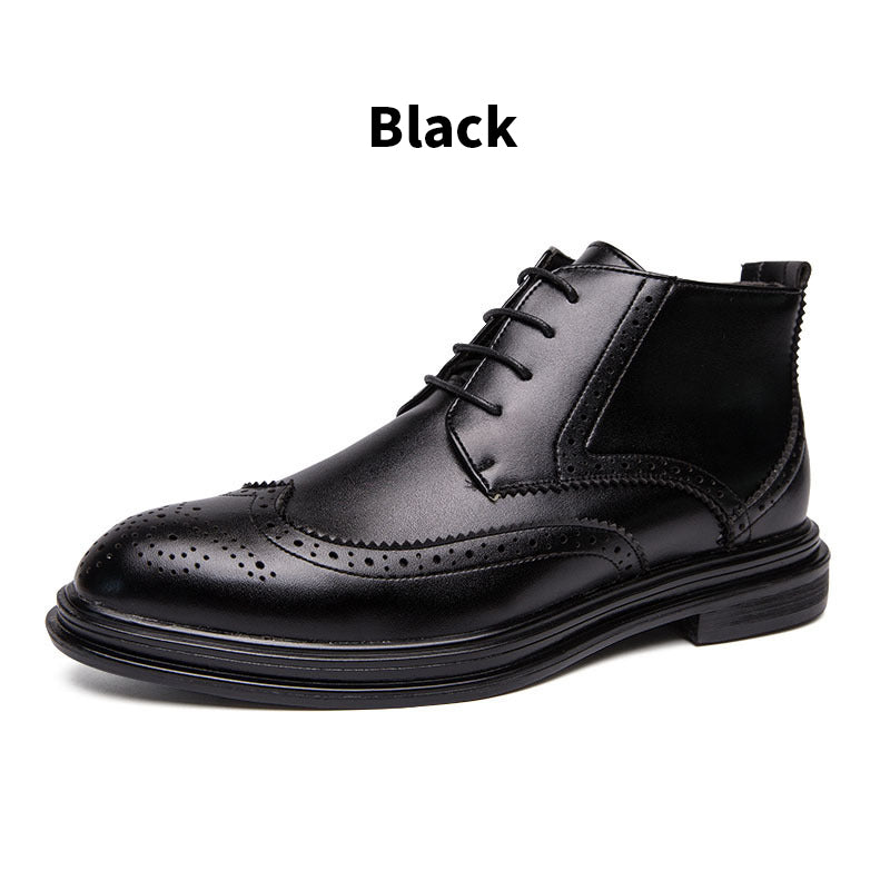 Men's Lace-Up Carved Wingtip Brogue Boots pentagow