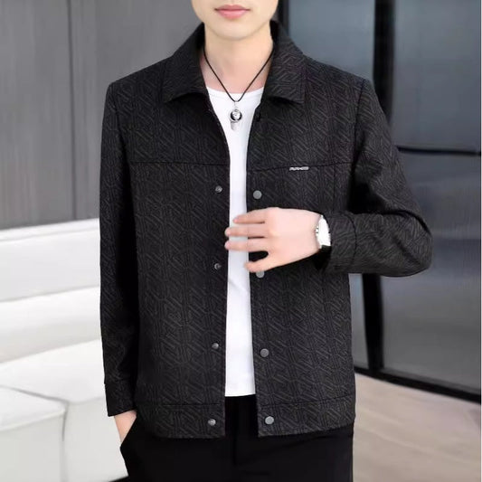 Men's Casual Button Down Lapel Jacket with Shoulder Pad pentagow