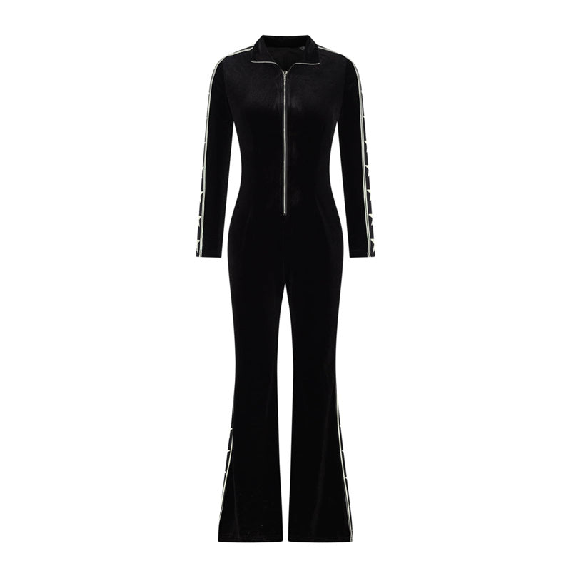 Women's Zip-Up Bell Bottom Jumpsuit pentagow