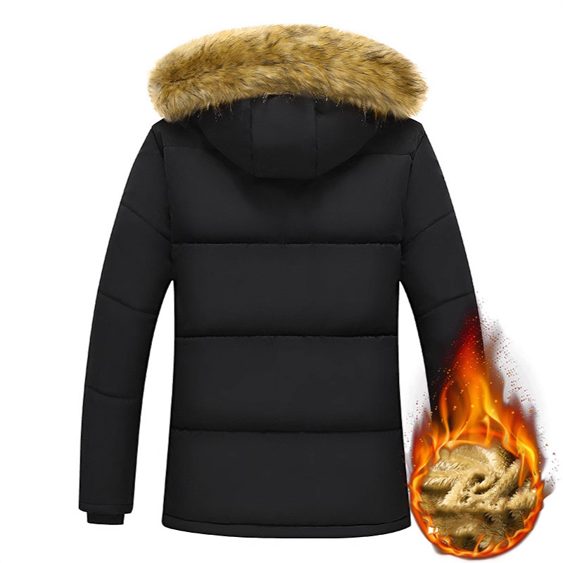 Men's Plush-Lined Thick Winter Jacket with Removable Hood pentagow