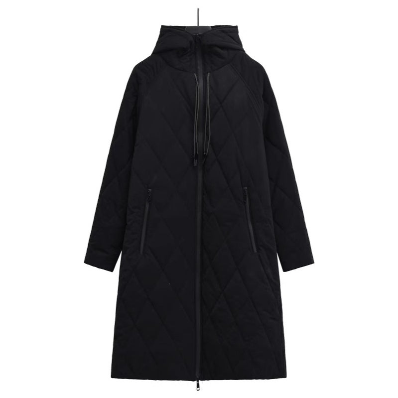 Women's Long Quilted Hooded Zip Up Coat pentagow