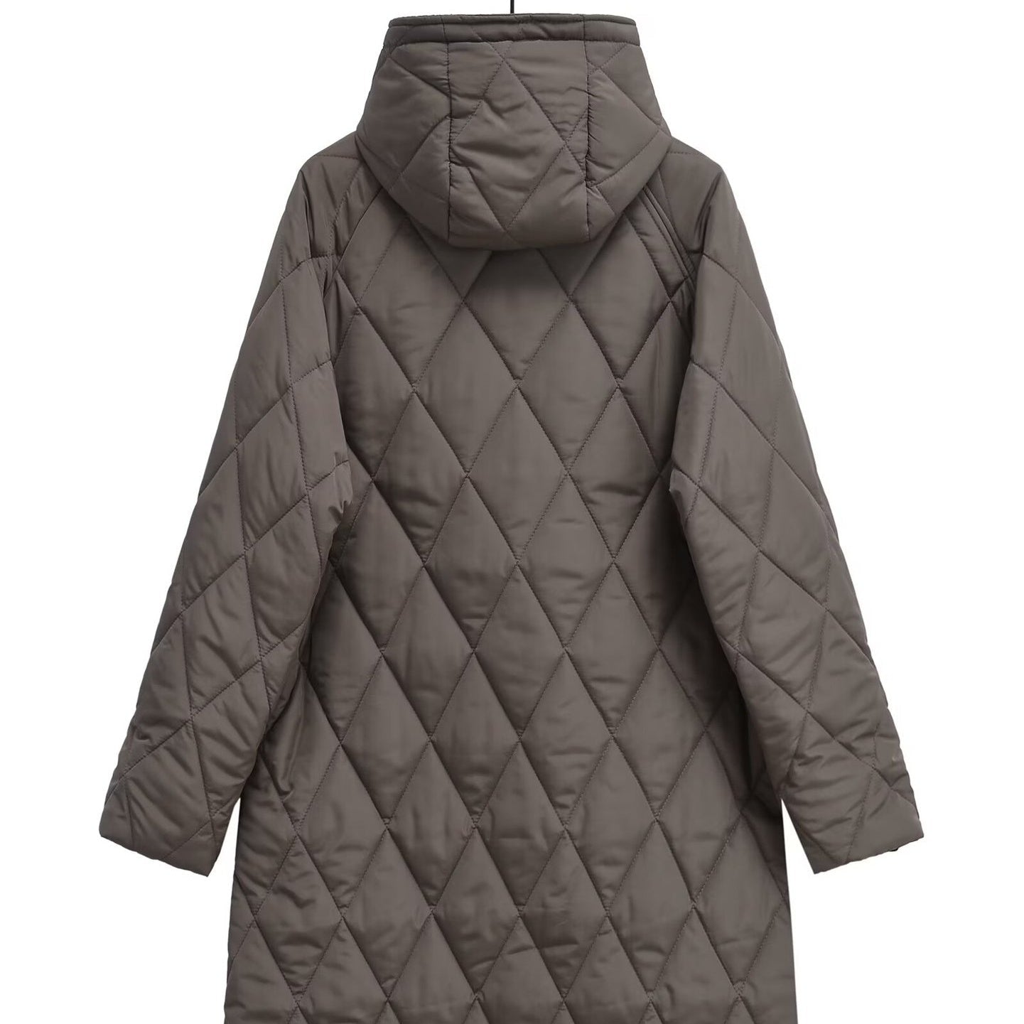 Women's Long Quilted Hooded Zip Up Coat pentagow