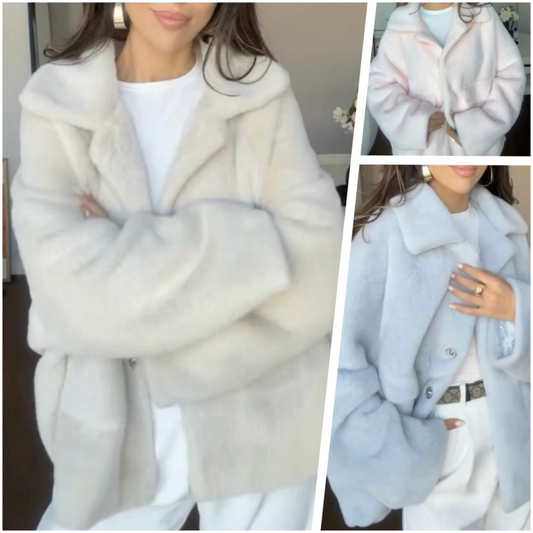 Women's Loose Plush Lapel Winter Coat pentagow