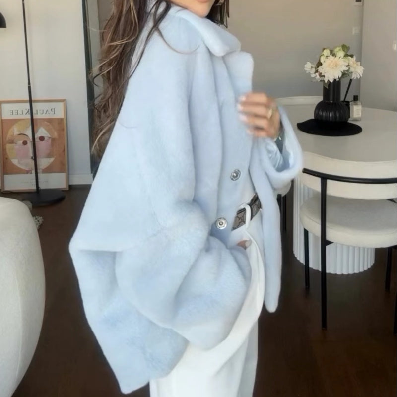 Women's Loose Plush Lapel Winter Coat pentagow