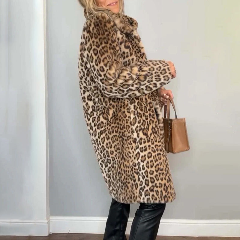 Women's Leopard Print Mid-Length Jacket pentagow