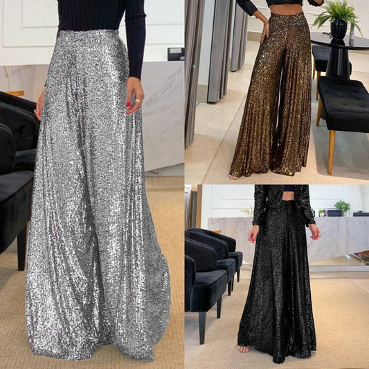 Women’s Trendy Sequin High Waist Wide Leg Pants（50% OFF） pentagow