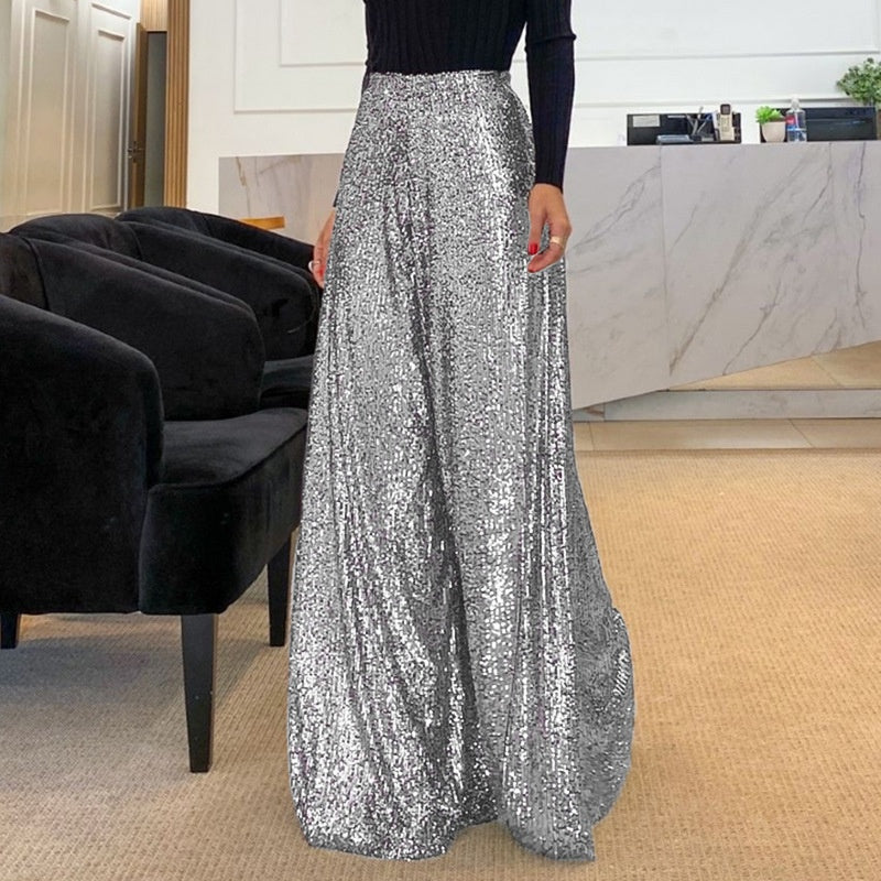 Women’s Trendy Sequin High Waist Wide Leg Pants（50% OFF） pentagow