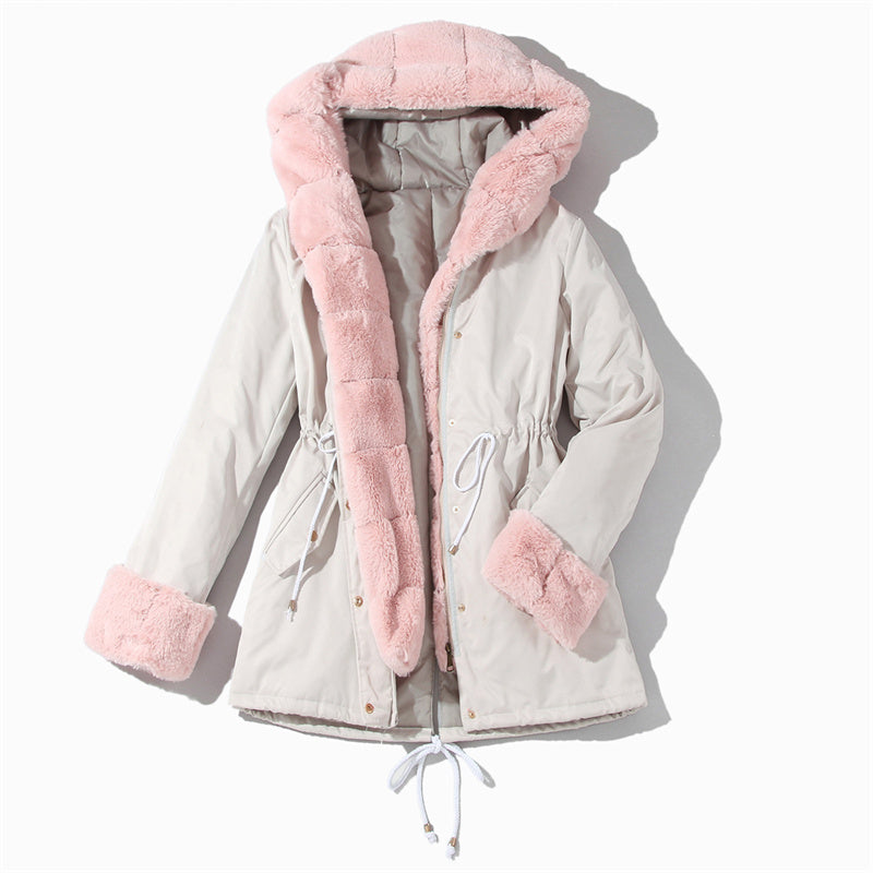 Women’s Parka Jacket with Removable Fluffy Trim pentagow