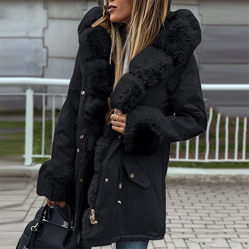 Women’s Parka Jacket with Removable Fluffy Trim pentagow