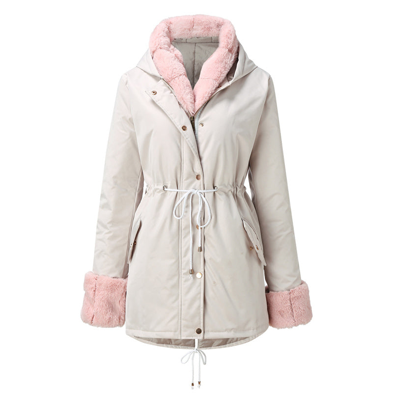 Women’s Parka Jacket with Removable Fluffy Trim pentagow