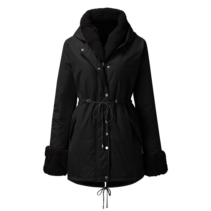 Women’s Parka Jacket with Removable Fluffy Trim pentagow