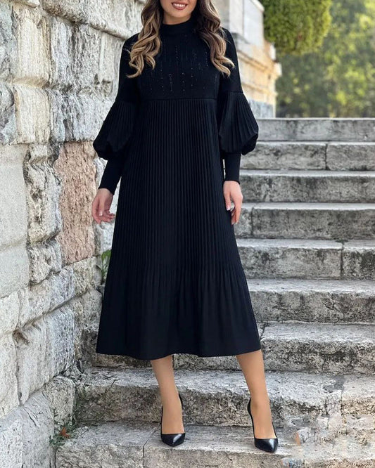 🎉Hot Sale🎉Lantern Sleeve Solid Color Elegant Dress pentagow