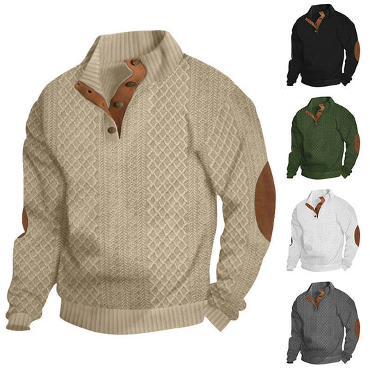 Men's Casual Long Sleeve Pullover with Elbow Patches pentagow