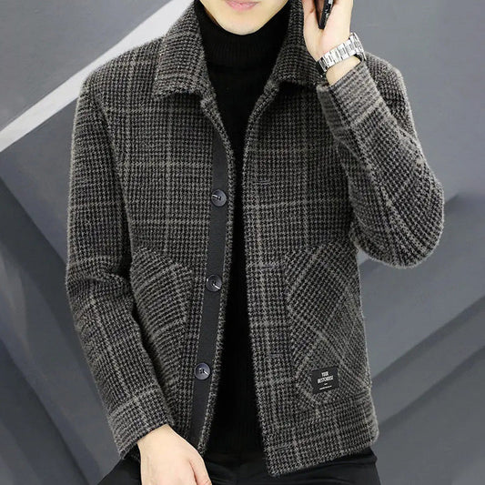 ✨New Arrival✨Men's Fashion Plaid Warm Lapel Jacket pentagow