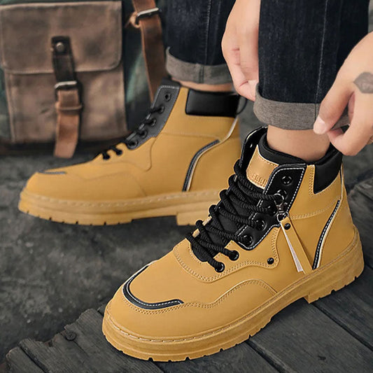 Men's Plush Lace-Up High Top Boots pentagow