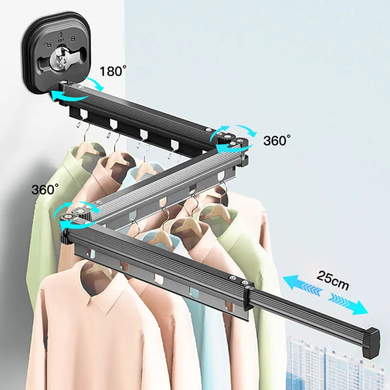 Suction Wall Mount Folding Clothes Drying Rack pentagow