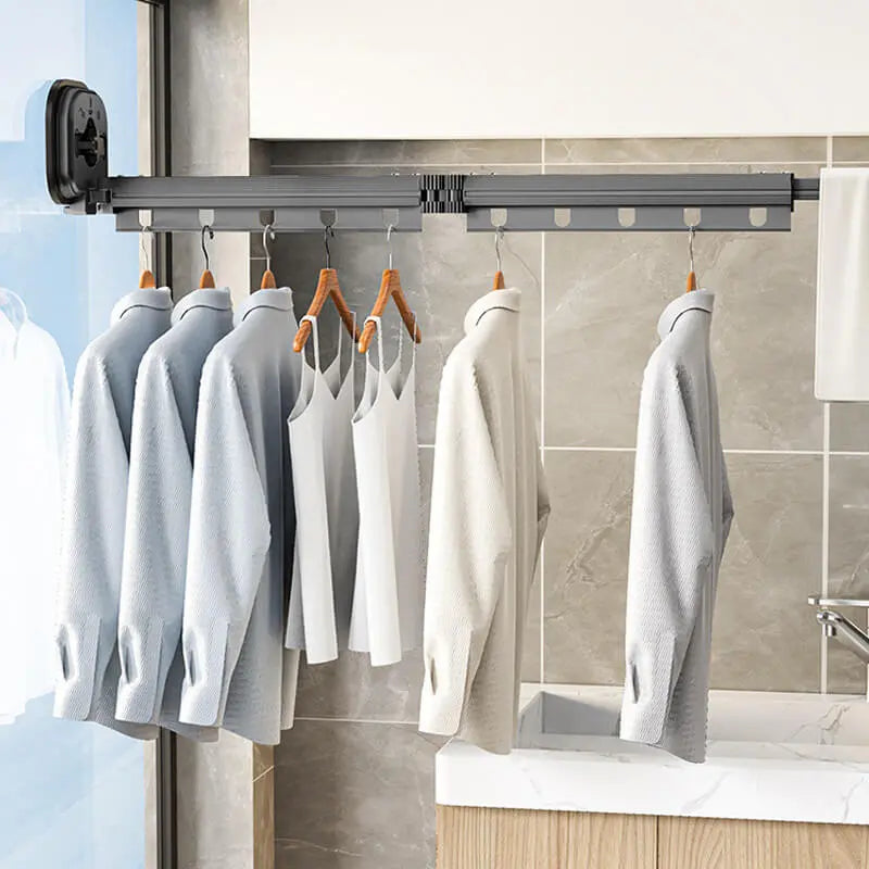 Suction Wall Mount Folding Clothes Drying Rack pentagow