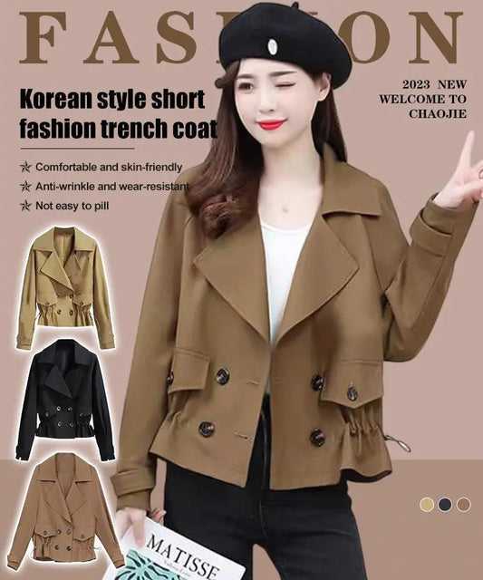 Kort mode trenchcoat i koreansk stil pentagow