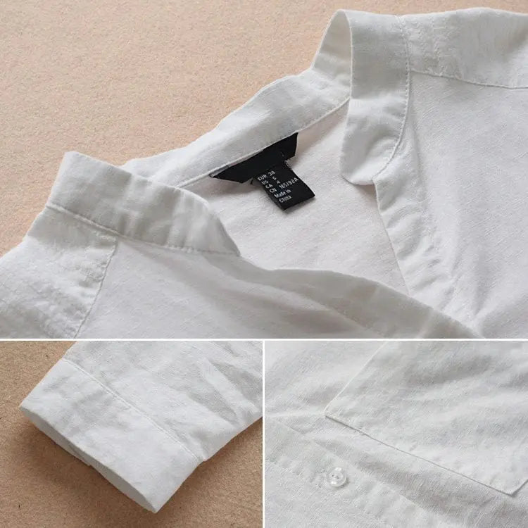 （Sista dagsförsäljning 49%） Japansk stil handgjorda linnor bomull casual lös skjorta (köp 2 gratis frakt) pentagow