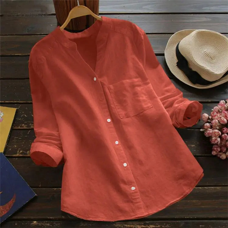 （Sista dagsförsäljning 49%） Japansk stil handgjorda linnor bomull casual lös skjorta (köp 2 gratis frakt) pentagow